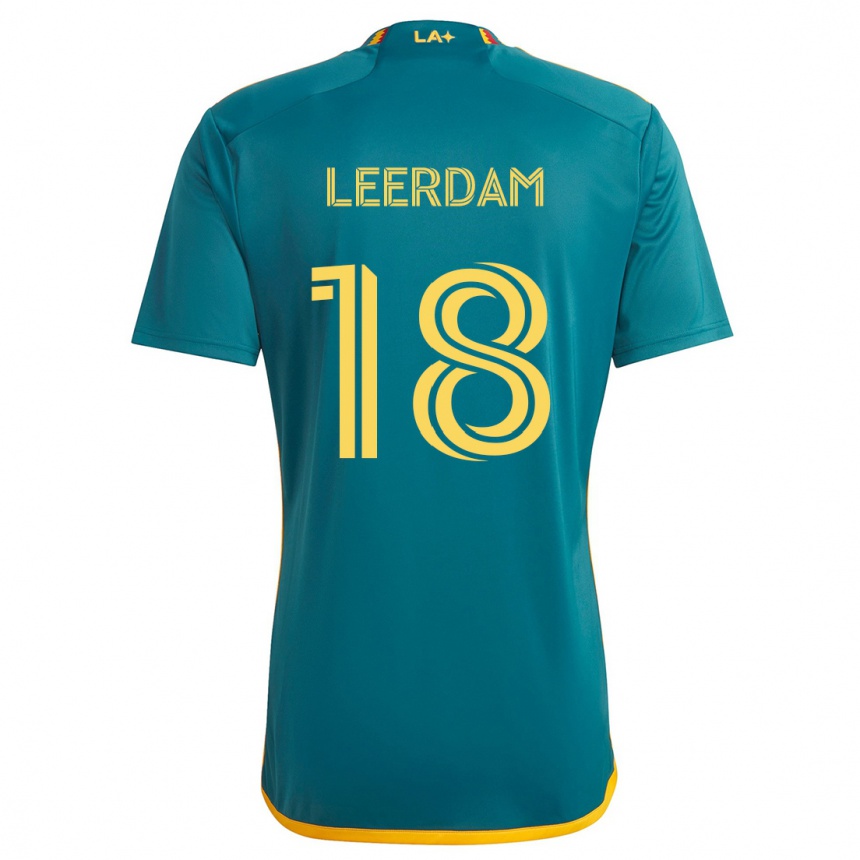 Enfant Football Maillot Kelvin Leerdam #18 Vert Jaune Tenues Extérieur 2024/25 Canada