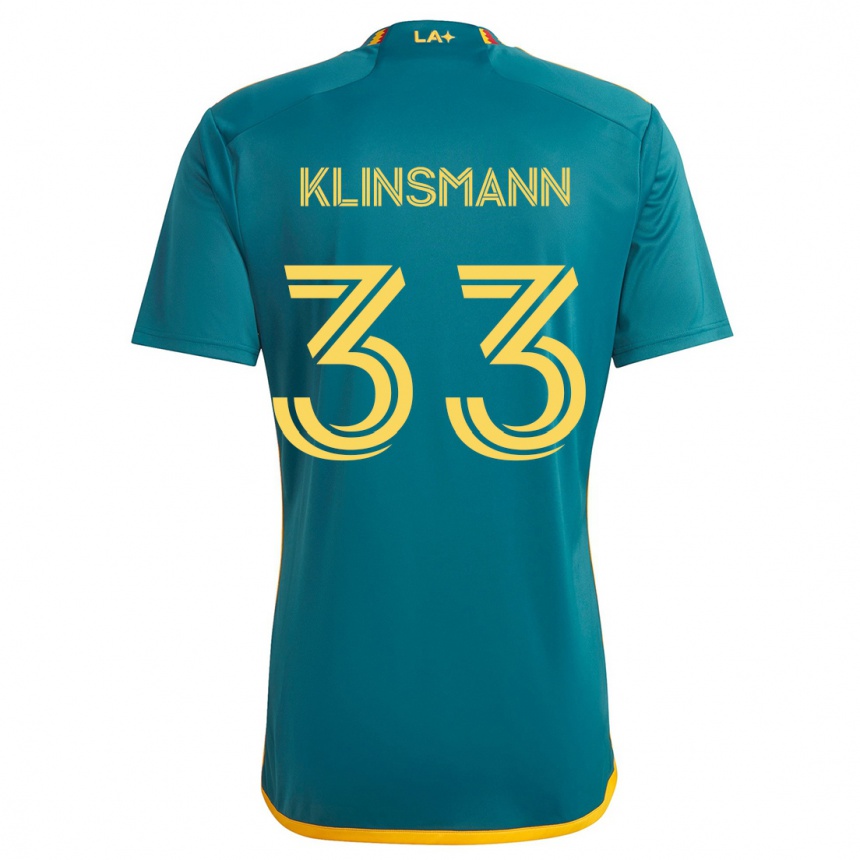 Kids Football Jonathan Klinsmann #33 Green Yellow Away Jersey 2024/25 T-Shirt Canada