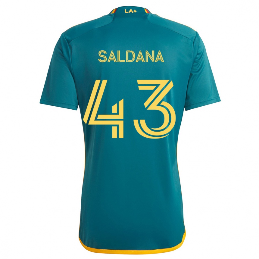 Kids Football Adam Saldaña #43 Green Yellow Away Jersey 2024/25 T-Shirt Canada