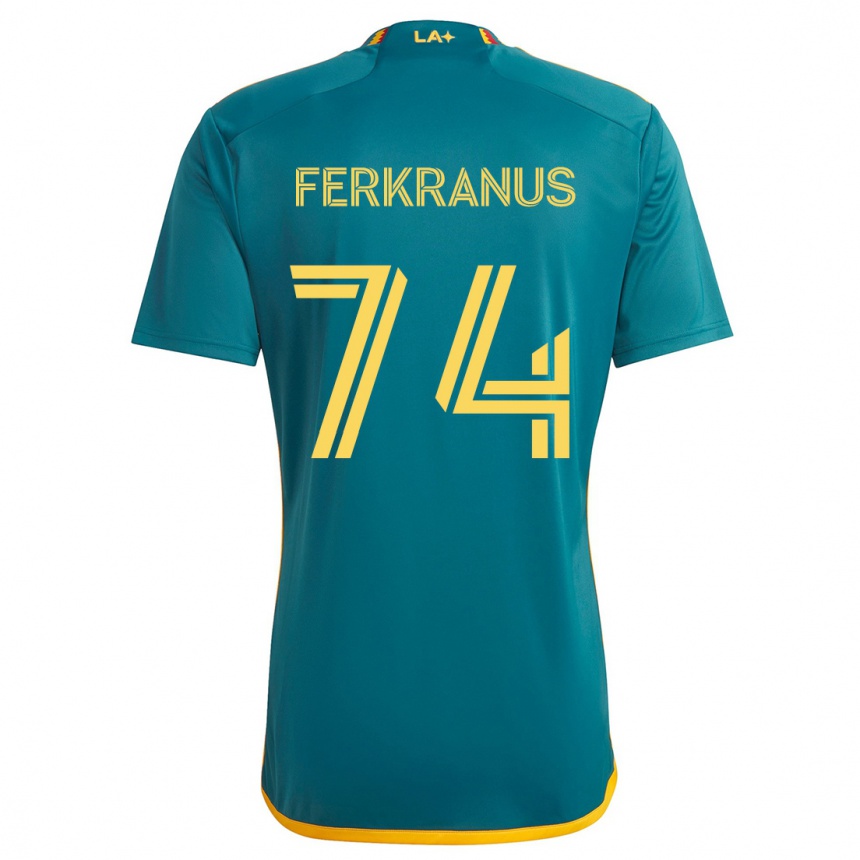 Kids Football Marcus Ferkranus #74 Green Yellow Away Jersey 2024/25 T-Shirt Canada