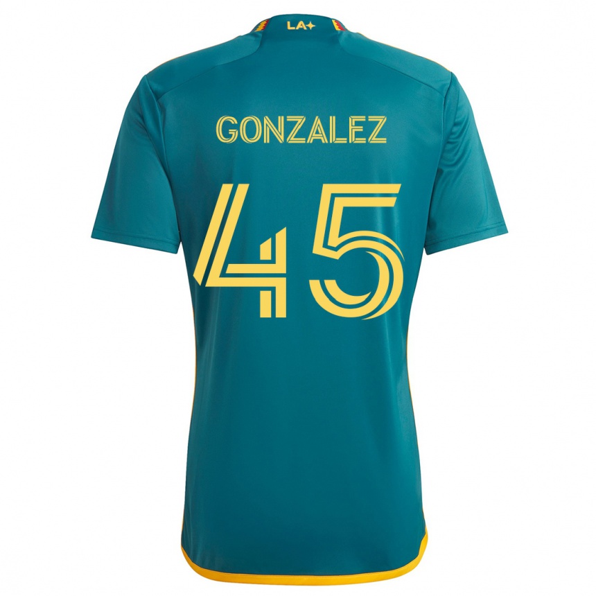 Kids Football Adrián González #45 Green Yellow Away Jersey 2024/25 T-Shirt Canada