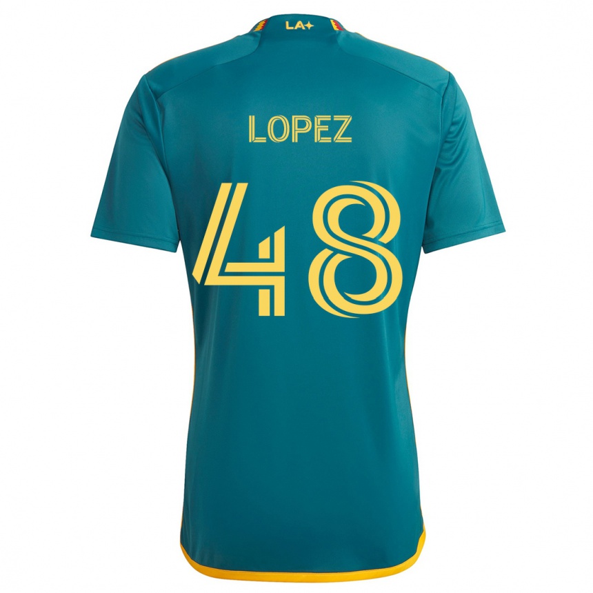 Kids Football Diego López #48 Green Yellow Away Jersey 2024/25 T-Shirt Canada