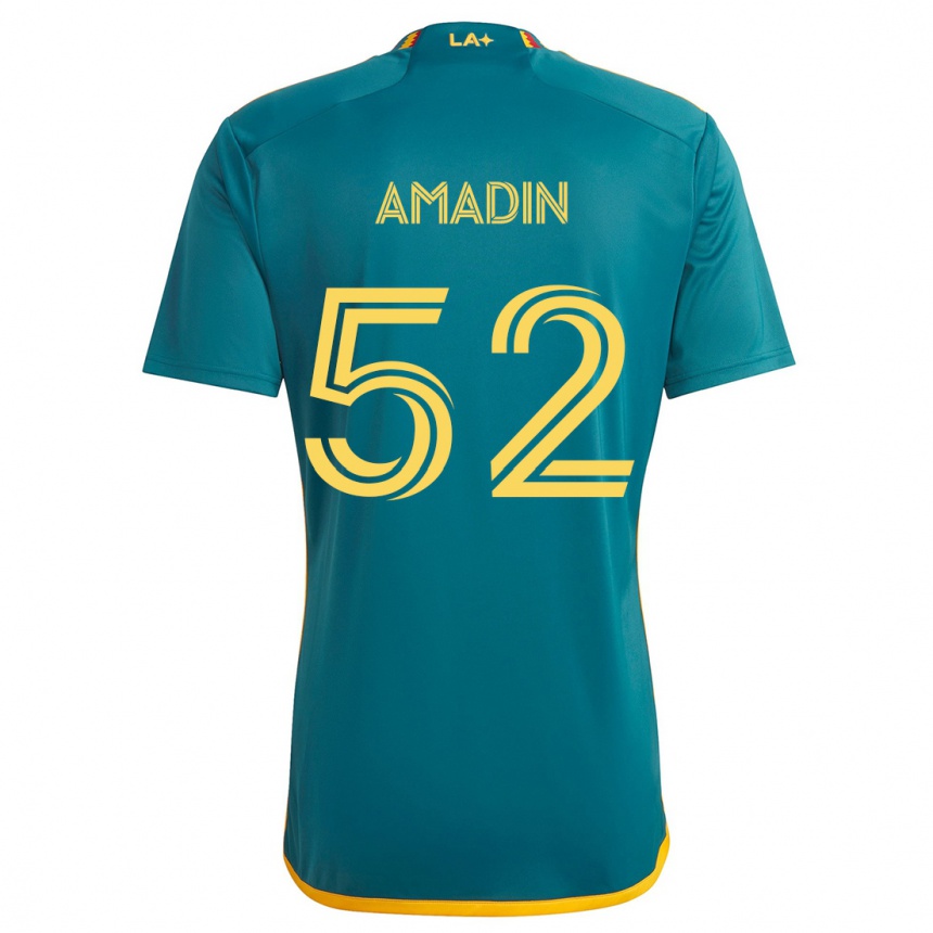 Kids Football Elijah Amadin #52 Green Yellow Away Jersey 2024/25 T-Shirt Canada