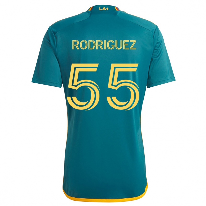 Kids Football Diego Rodriguez #55 Green Yellow Away Jersey 2024/25 T-Shirt Canada