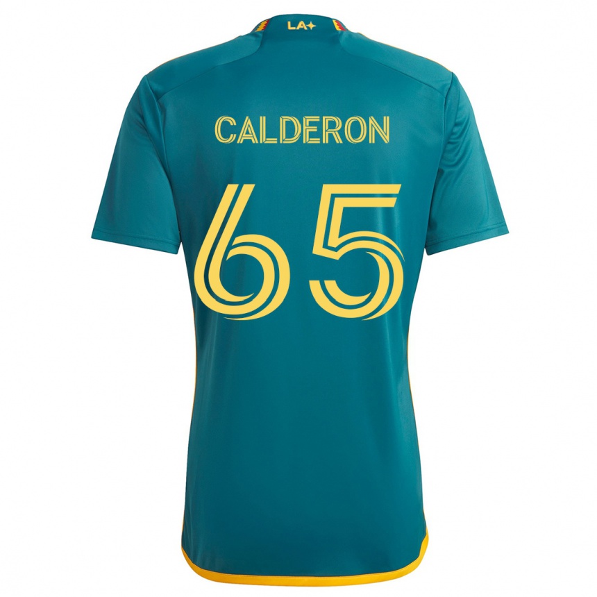 Kids Football Juan Calderón #65 Green Yellow Away Jersey 2024/25 T-Shirt Canada