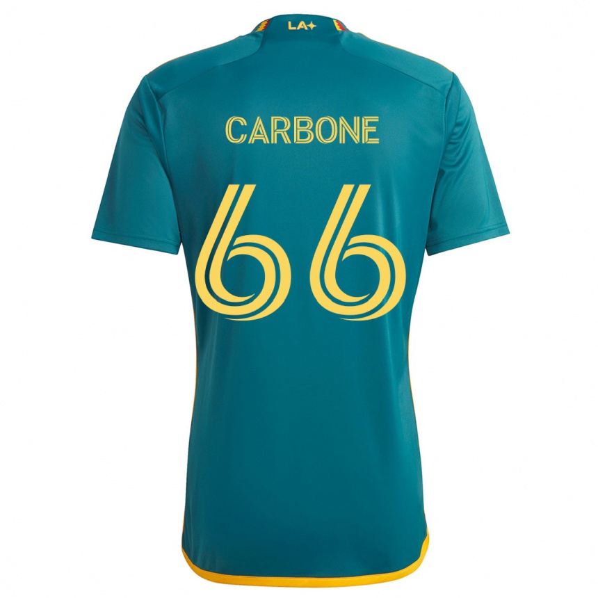 Kids Football Matteo Carbone #66 Green Yellow Away Jersey 2024/25 T-Shirt Canada