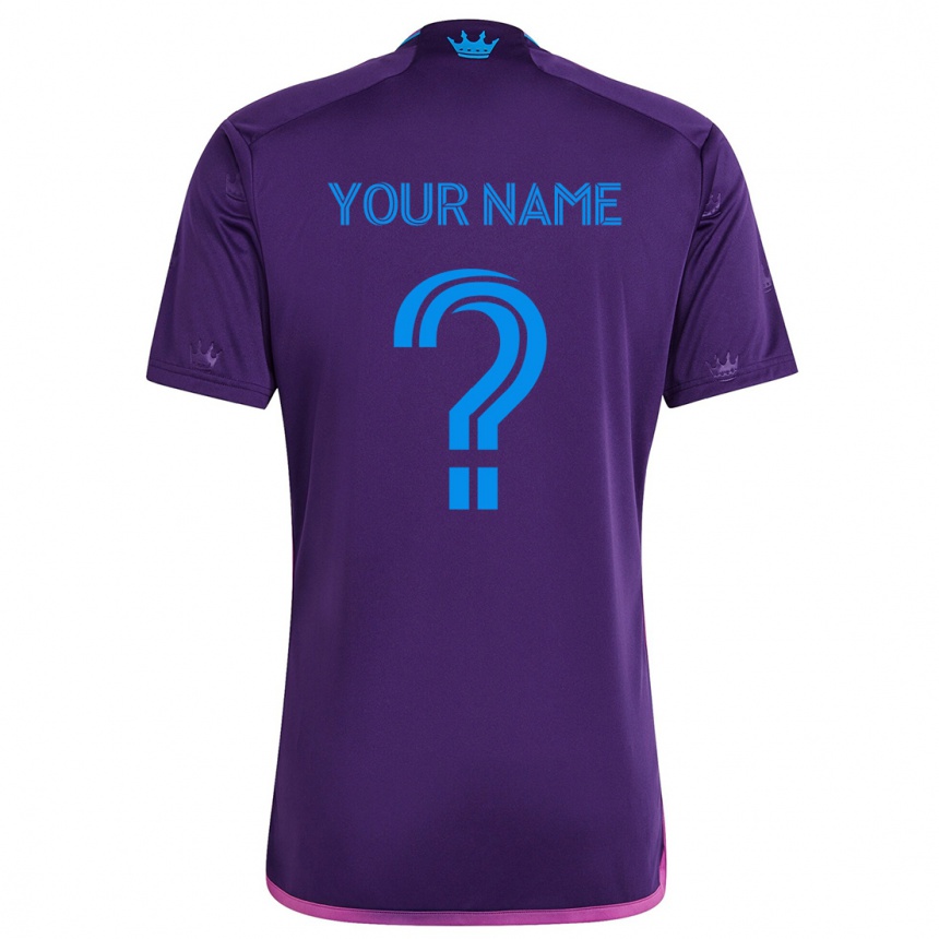 Kids Football Your Name #0 Purple Blue Away Jersey 2024/25 T-Shirt Canada