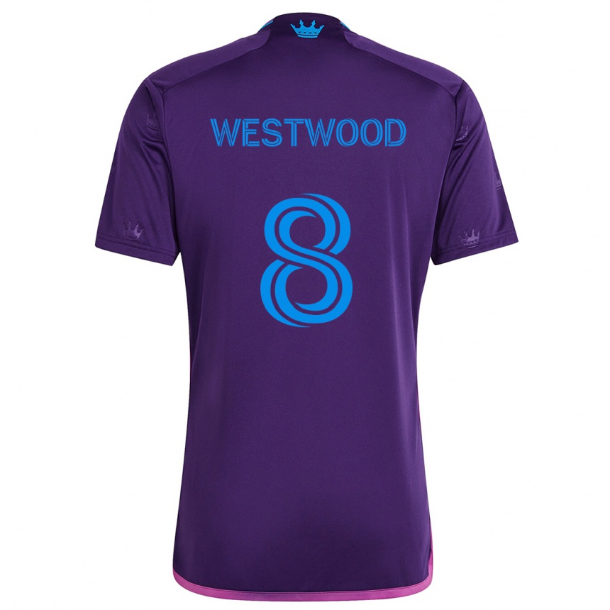 Kids Football Ashley Westwood #8 Purple Blue Away Jersey 2024/25 T-Shirt Canada