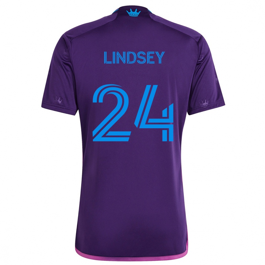 Enfant Football Maillot Jaylin Lindsey #24 Bleu Violet Tenues Extérieur 2024/25 Canada