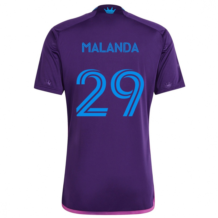 Kids Football Adilson Malanda #29 Purple Blue Away Jersey 2024/25 T-Shirt Canada