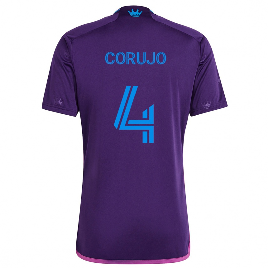 Kids Football Guzmán Corujo #4 Purple Blue Away Jersey 2024/25 T-Shirt Canada