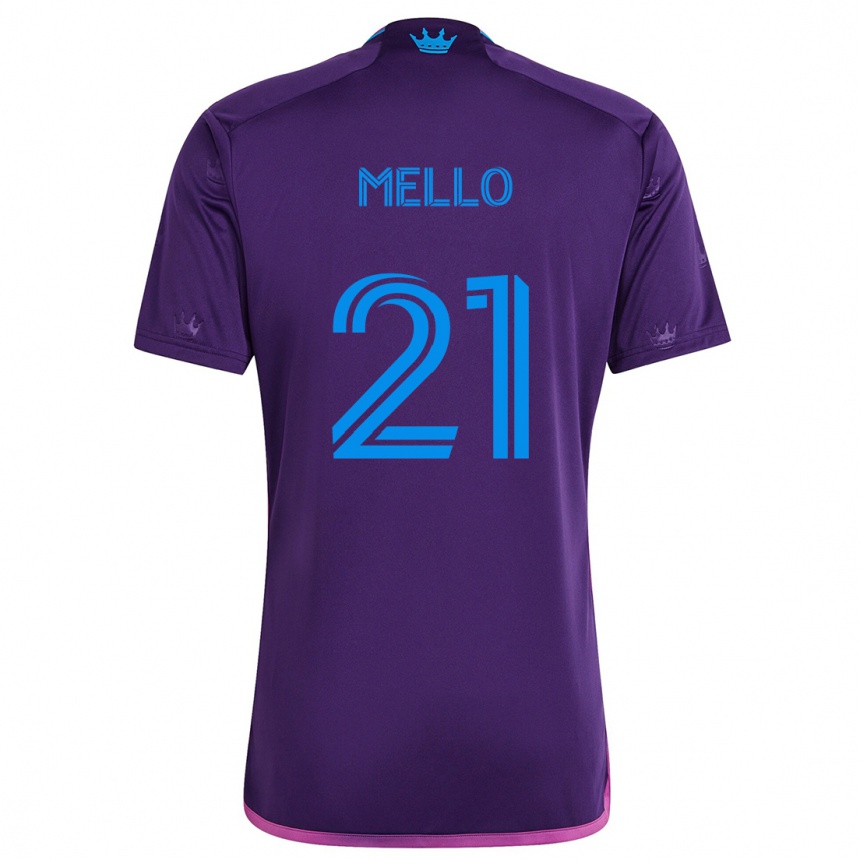 Kids Football Vinicius Mello #21 Purple Blue Away Jersey 2024/25 T-Shirt Canada