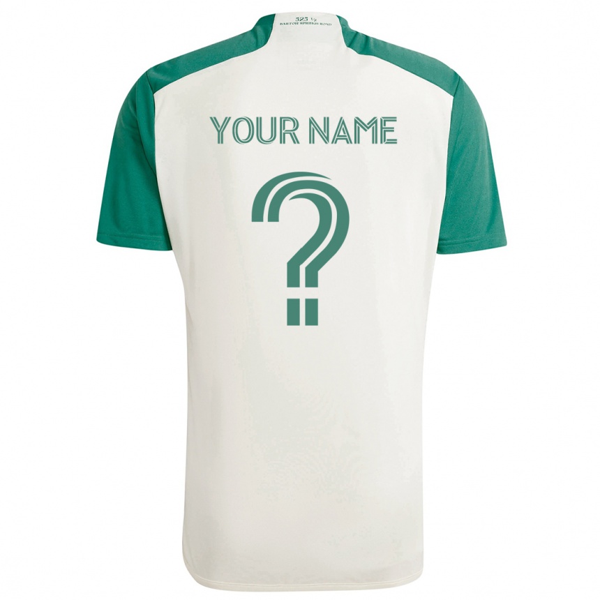 Kids Football Your Name #0 Tan Green Away Jersey 2024/25 T-Shirt Canada