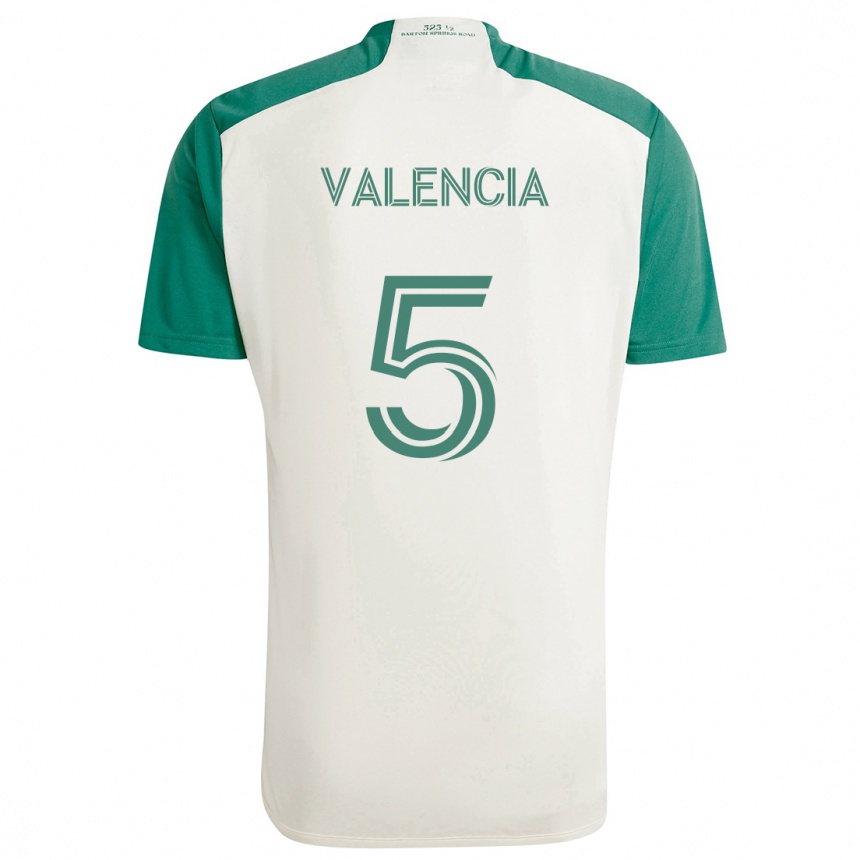 Enfant Football Maillot Jhojan Valencia #5 Couleurs Beiges Vert Tenues Extérieur 2024/25 Canada