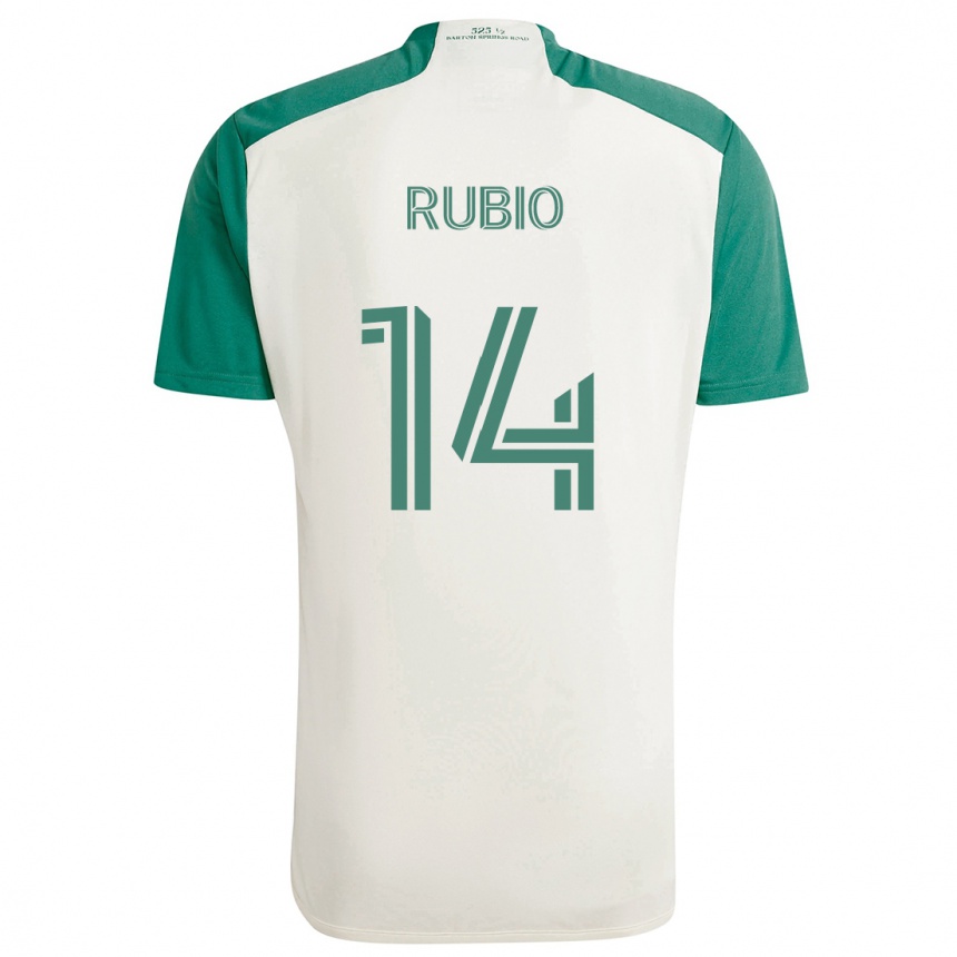 Enfant Football Maillot Diego Rubio #14 Couleurs Beiges Vert Tenues Extérieur 2024/25 Canada