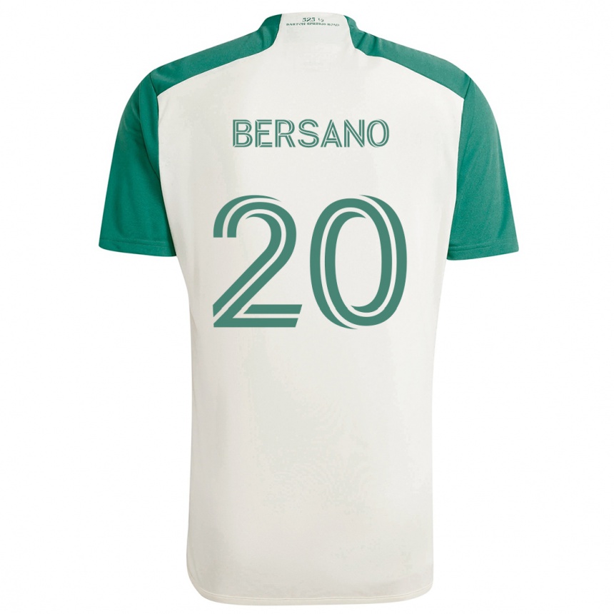 Enfant Football Maillot Matt Bersano #20 Couleurs Beiges Vert Tenues Extérieur 2024/25 Canada