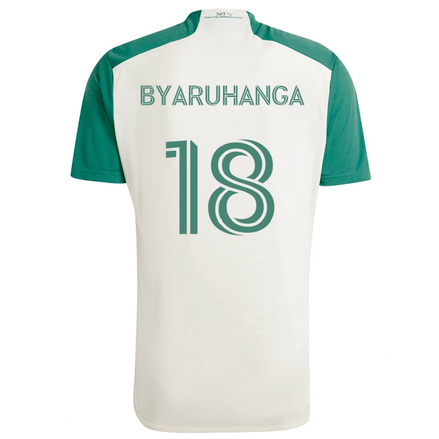 Enfant Football Maillot Bobosi Byaruhanga #18 Couleurs Beiges Vert Tenues Extérieur 2024/25 Canada