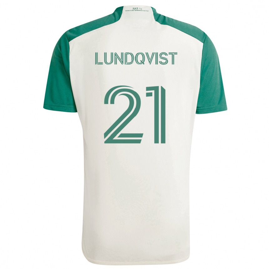 Enfant Football Maillot Adam Lundqvist #21 Couleurs Beiges Vert Tenues Extérieur 2024/25 Canada