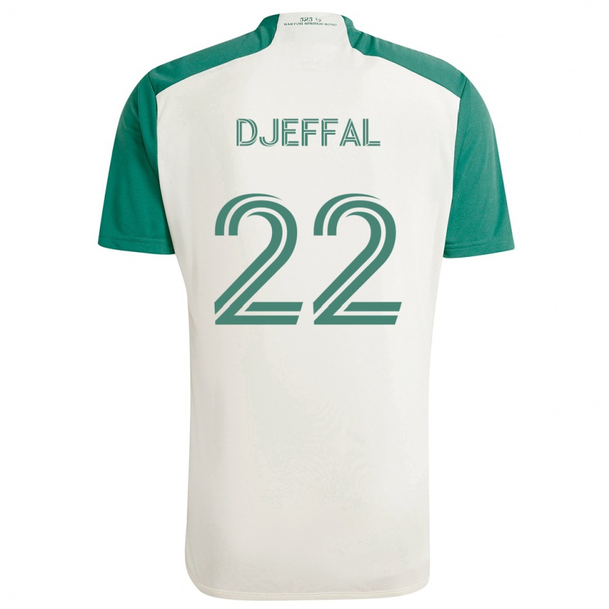 Enfant Football Maillot Sofiane Djeffal #22 Couleurs Beiges Vert Tenues Extérieur 2024/25 Canada