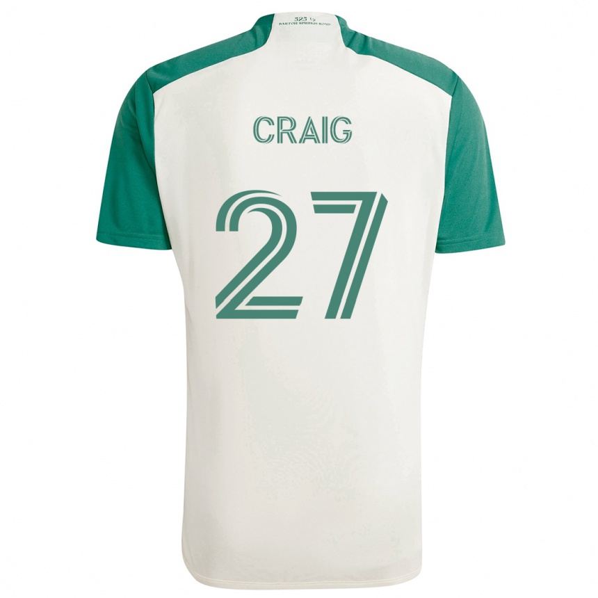 Enfant Football Maillot Brandan Craig #27 Couleurs Beiges Vert Tenues Extérieur 2024/25 Canada