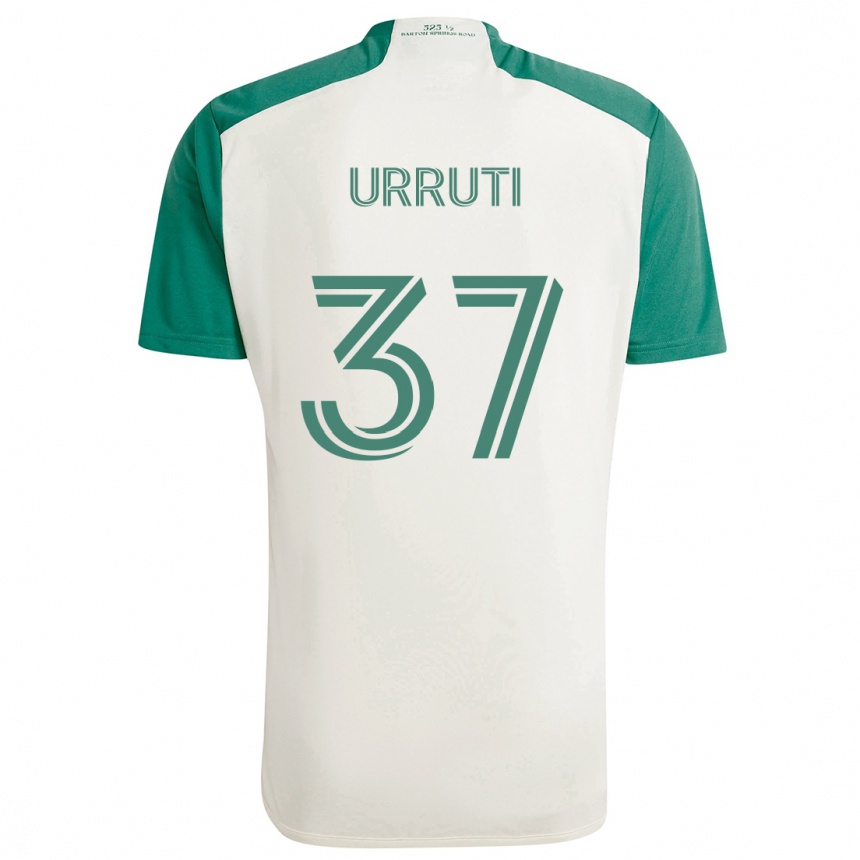 Kids Football Maximiliano Urruti #37 Tan Green Away Jersey 2024/25 T-Shirt Canada