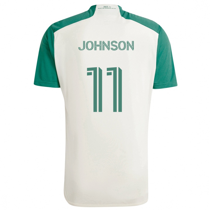 Enfant Football Maillot Emmanuel Johnson #11 Couleurs Beiges Vert Tenues Extérieur 2024/25 Canada