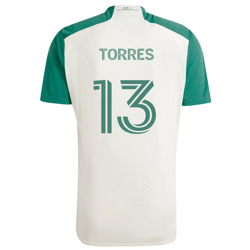 Enfant Football Maillot Leo Torres #13 Couleurs Beiges Vert Tenues Extérieur 2024/25 Canada