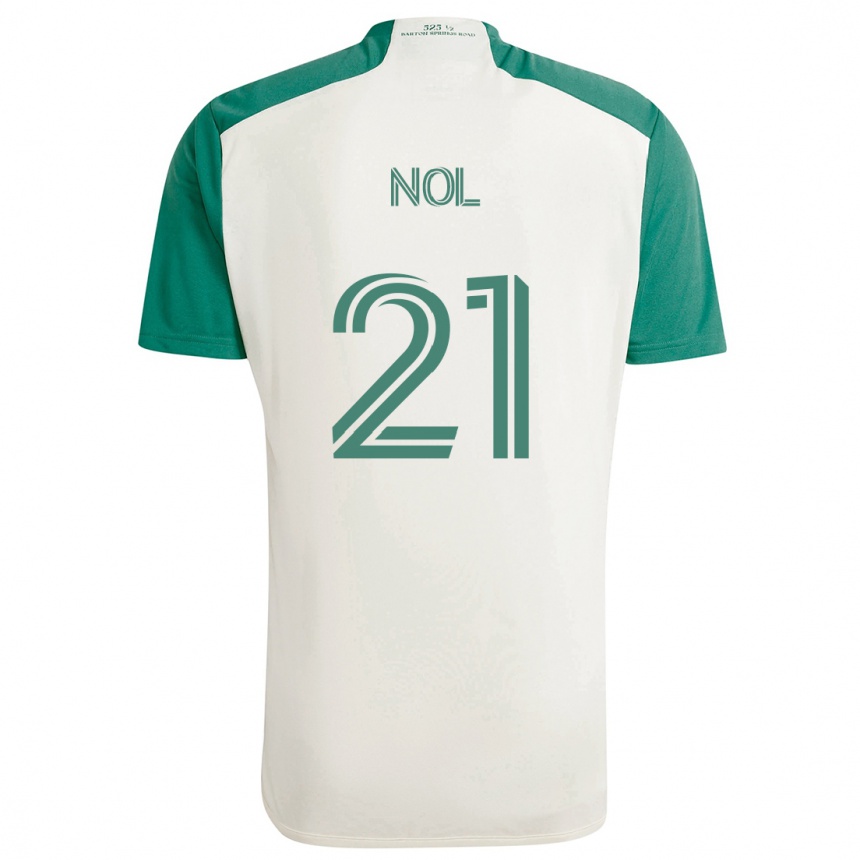 Enfant Football Maillot Valentin Noël #21 Couleurs Beiges Vert Tenues Extérieur 2024/25 Canada