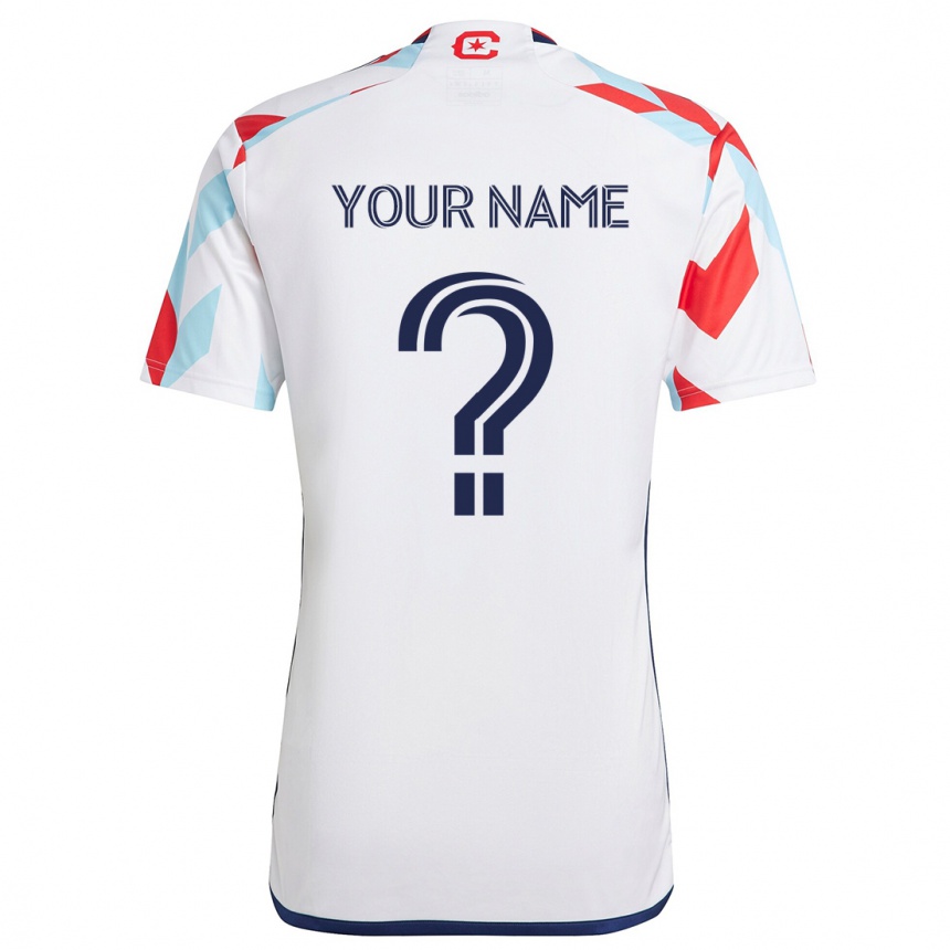 Kids Football Your Name #0 White Red Blue Away Jersey 2024/25 T-Shirt Canada