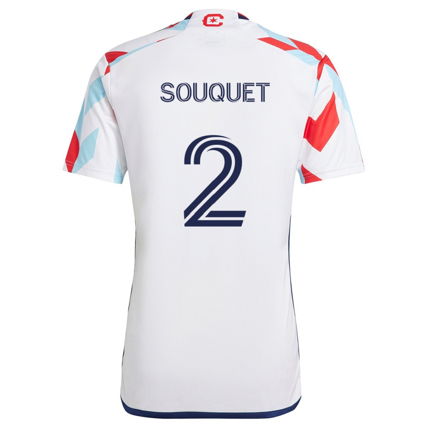 Kids Football Arnaud Souquet #2 White Red Blue Away Jersey 2024/25 T-Shirt Canada