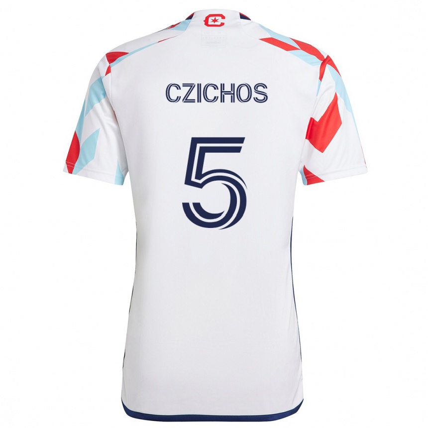 Kids Football Rafael Czichos #5 White Red Blue Away Jersey 2024/25 T-Shirt Canada