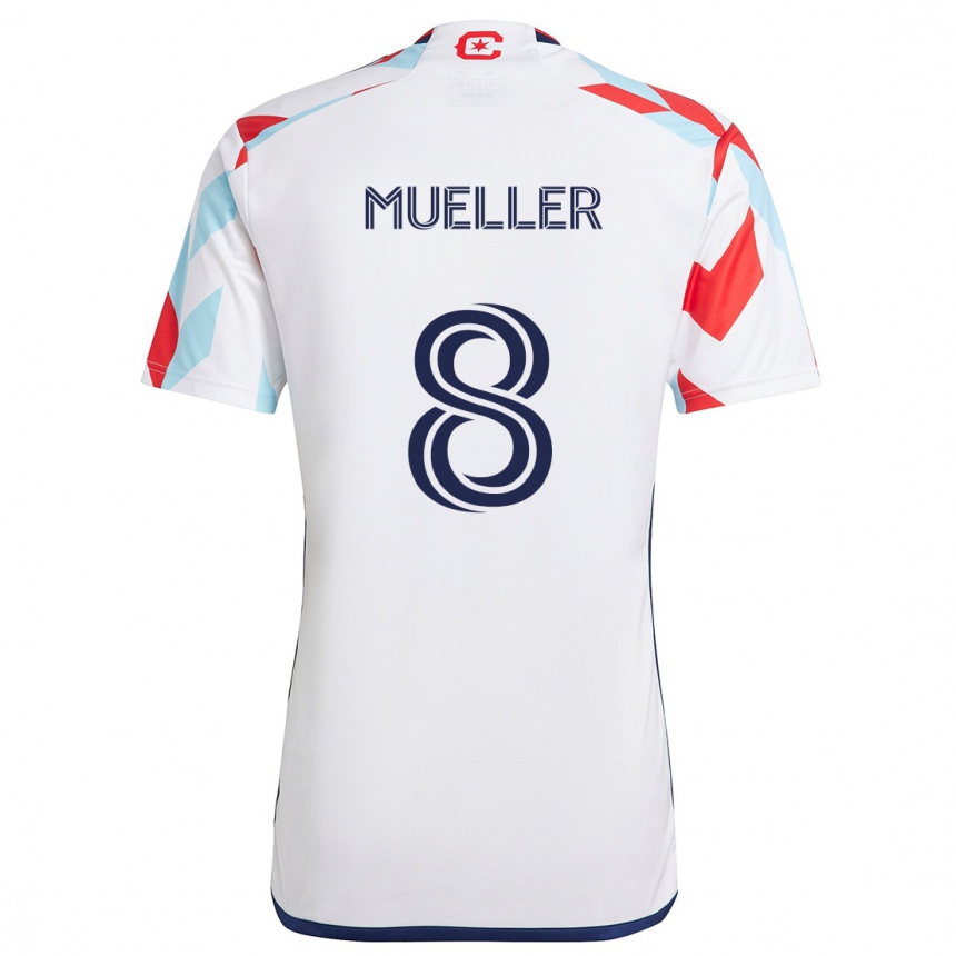 Kids Football Chris Mueller #8 White Red Blue Away Jersey 2024/25 T-Shirt Canada