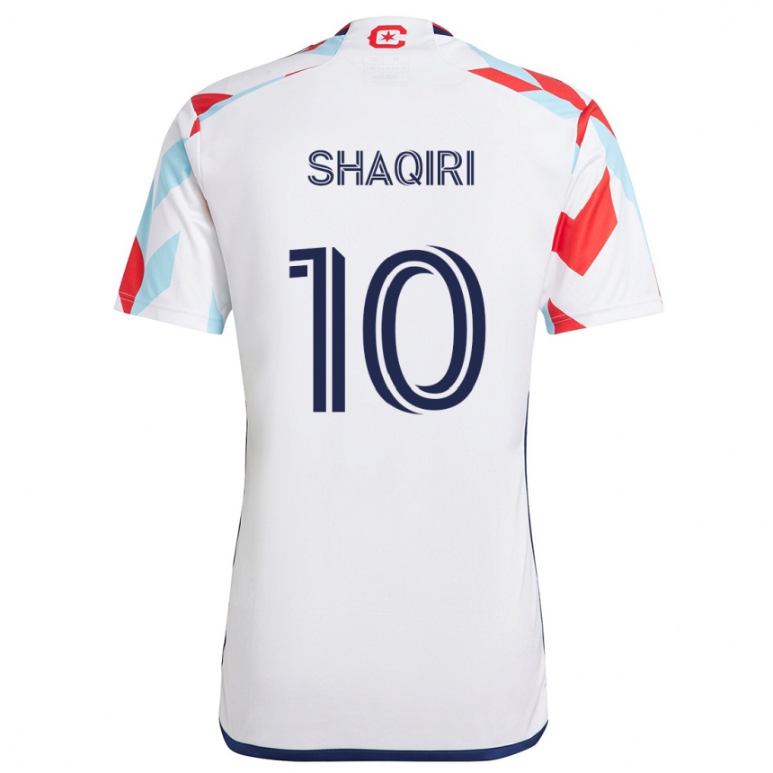 Kids Football Xherdan Shaqiri #10 White Red Blue Away Jersey 2024/25 T-Shirt Canada