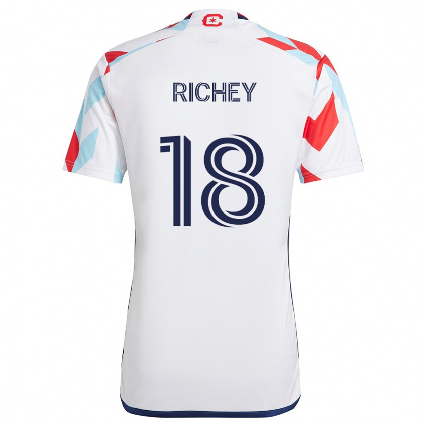 Enfant Football Maillot Spencer Richey #18 Blanc Rouge Bleu Tenues Extérieur 2024/25 Canada