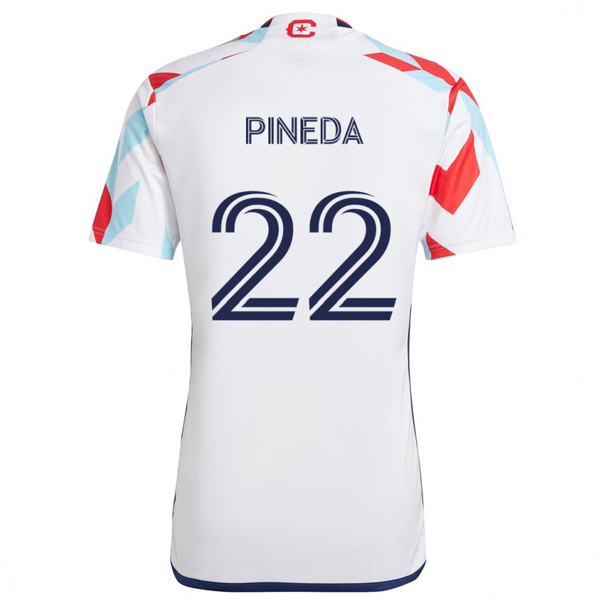 Enfant Football Maillot Mauricio Pineda #22 Blanc Rouge Bleu Tenues Extérieur 2024/25 Canada