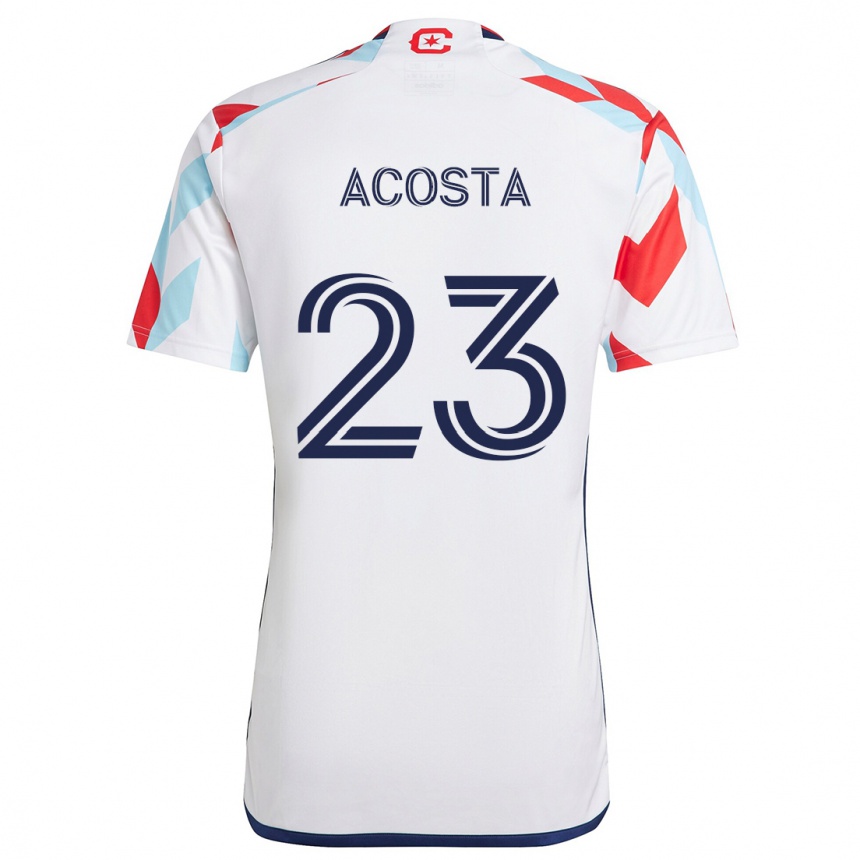 Enfant Football Maillot Kellyn Acosta #23 Blanc Rouge Bleu Tenues Extérieur 2024/25 Canada