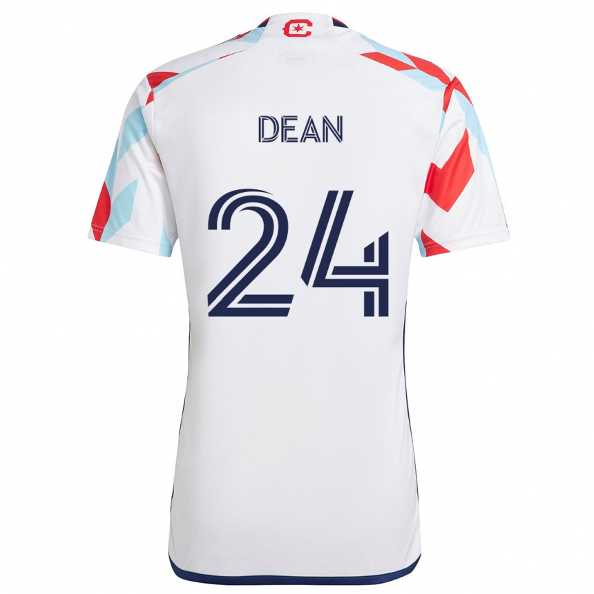 Kids Football Jonathan Dean #24 White Red Blue Away Jersey 2024/25 T-Shirt Canada