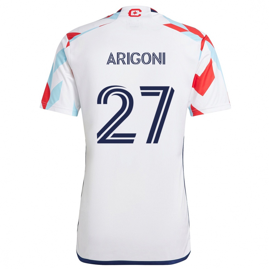 Kids Football Allan Arigoni #27 White Red Blue Away Jersey 2024/25 T-Shirt Canada