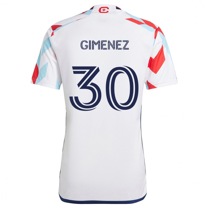 Kids Football Gastón Giménez #30 White Red Blue Away Jersey 2024/25 T-Shirt Canada