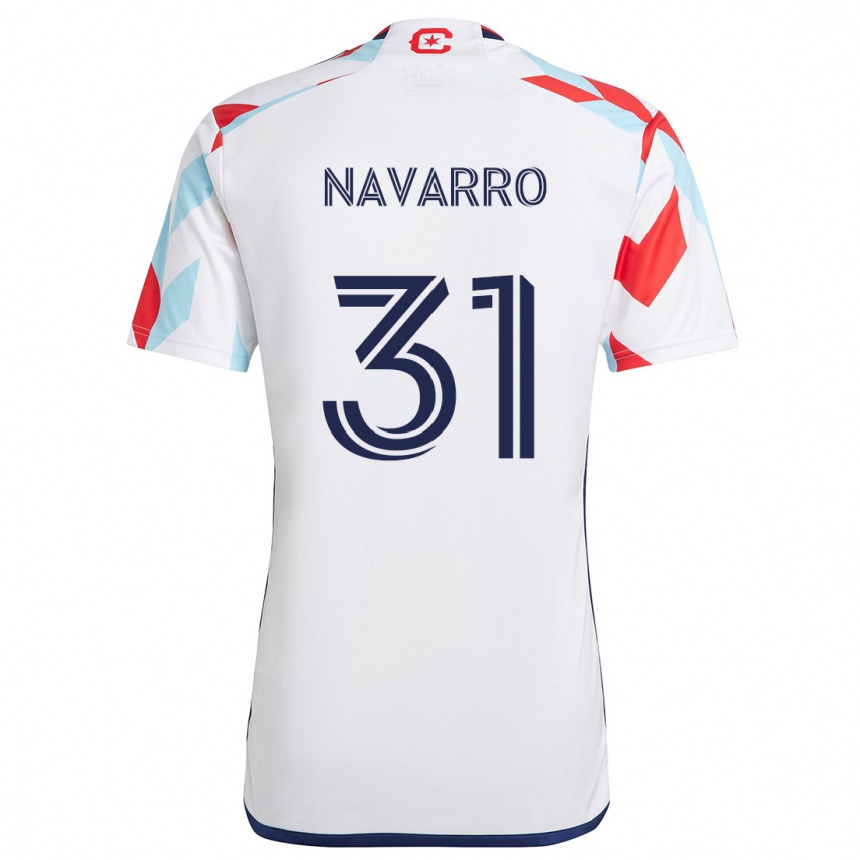 Kids Football Federico Navarro #31 White Red Blue Away Jersey 2024/25 T-Shirt Canada