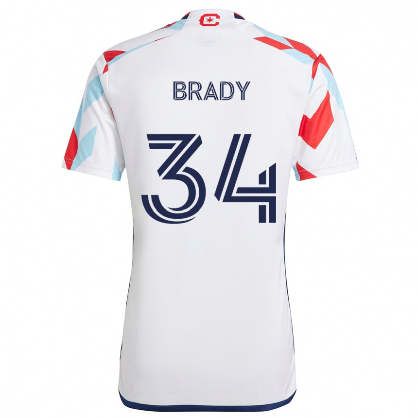 Kids Football Chris Brady #34 White Red Blue Away Jersey 2024/25 T-Shirt Canada