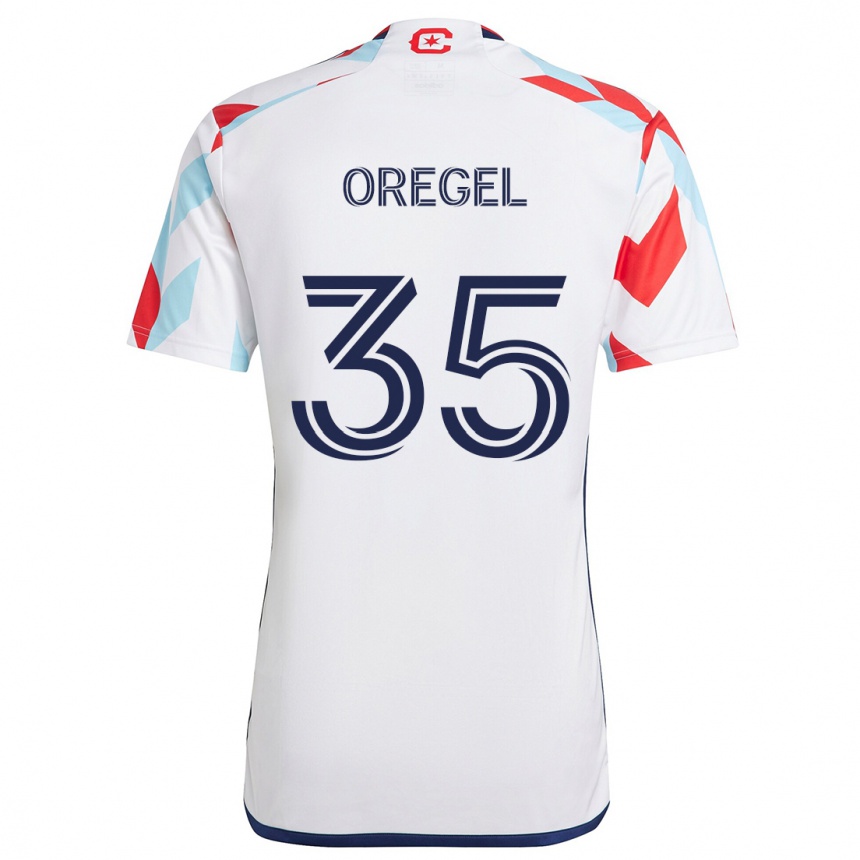 Kids Football Sergio Oregel #35 White Red Blue Away Jersey 2024/25 T-Shirt Canada