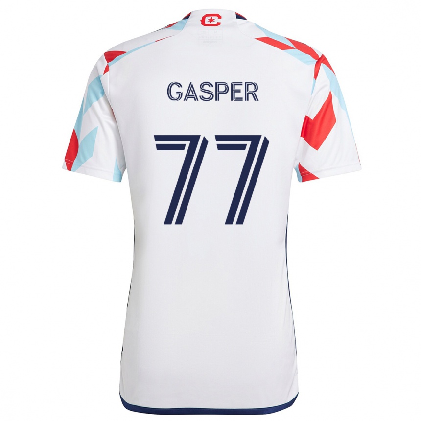 Kids Football Chase Gasper #77 White Red Blue Away Jersey 2024/25 T-Shirt Canada