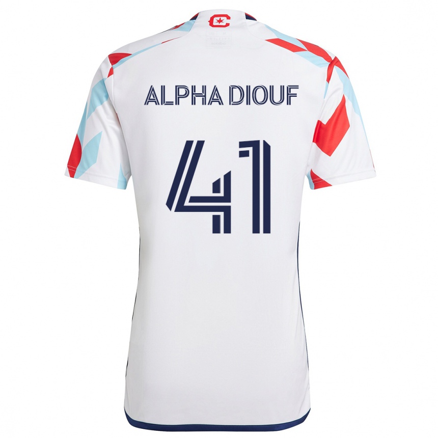 Kids Football Jean Alpha Diouf #41 White Red Blue Away Jersey 2024/25 T-Shirt Canada