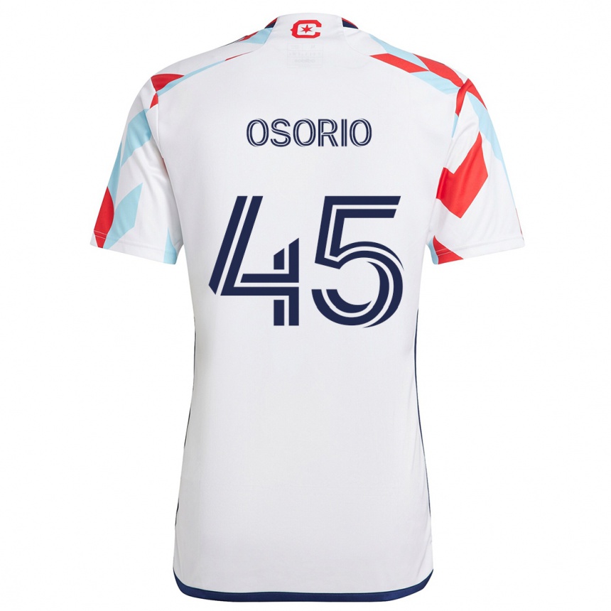 Kids Football Harold Osorio #45 White Red Blue Away Jersey 2024/25 T-Shirt Canada