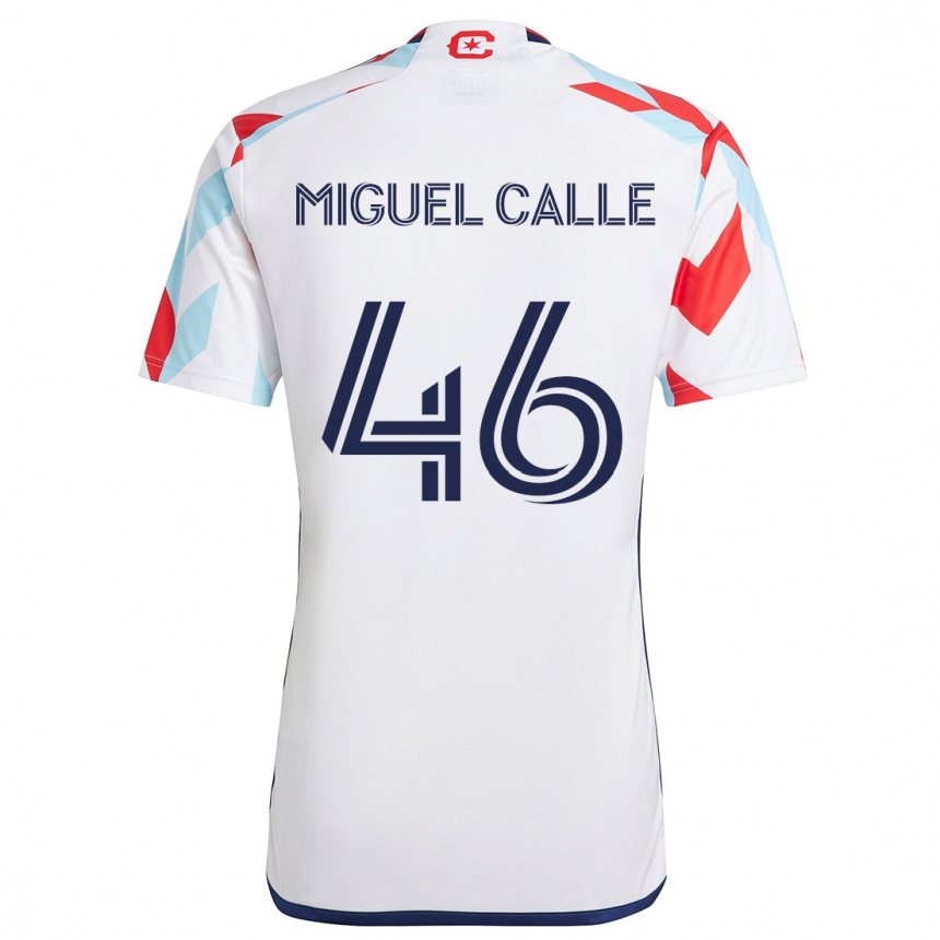 Kids Football Juan Miguel Calle #46 White Red Blue Away Jersey 2024/25 T-Shirt Canada