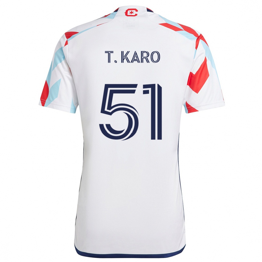 Enfant Football Maillot David Tchétchao Karo #51 Blanc Rouge Bleu Tenues Extérieur 2024/25 Canada