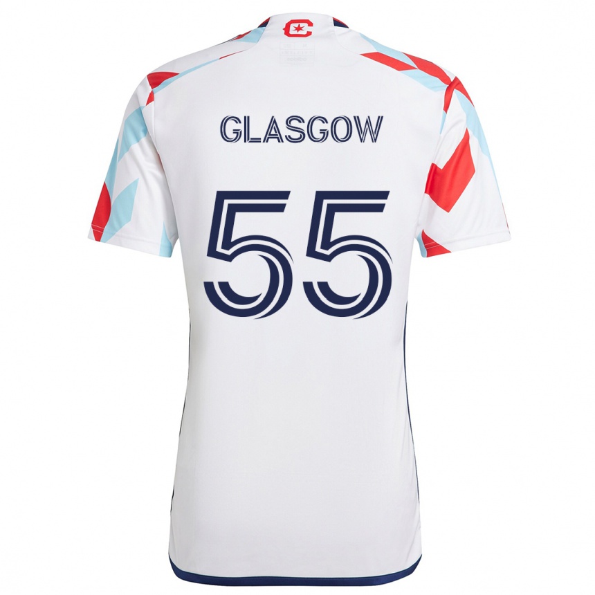 Enfant Football Maillot Omari Glasgow #55 Blanc Rouge Bleu Tenues Extérieur 2024/25 Canada