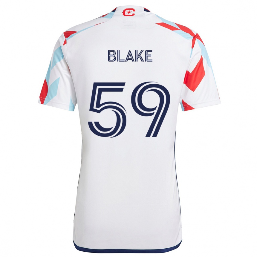 Enfant Football Maillot Romain Blake #59 Blanc Rouge Bleu Tenues Extérieur 2024/25 Canada