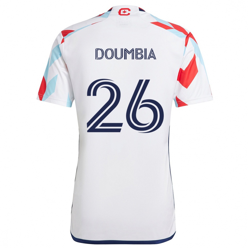 Kids Football Ousmane Doumbia #26 White Red Blue Away Jersey 2024/25 T-Shirt Canada